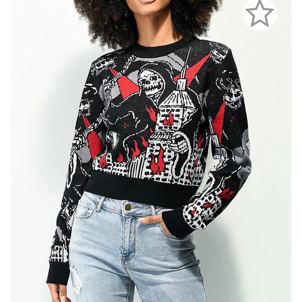 New Never Worn Lurking Class Grim Reaper Destroy Crewneck Sweater size M Zumiez